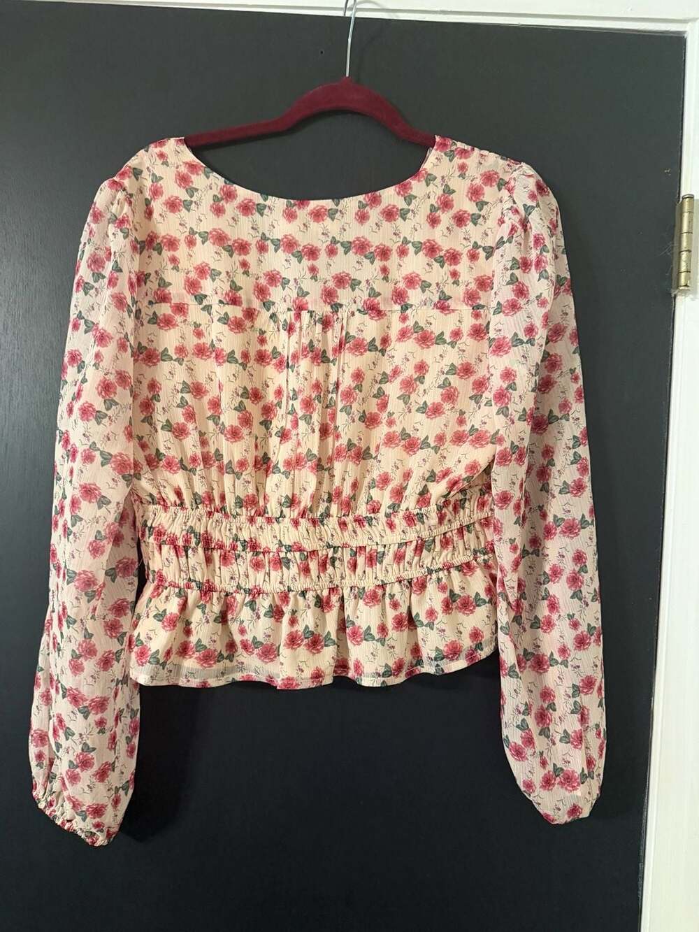 All in Favor Floral Print Peplum Blouse cottagecore XL - Picture 4 of 4